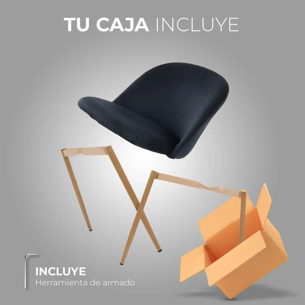 Silla de Comedor Tapizado en Terciopelo Acolchada con Estructura de Madera