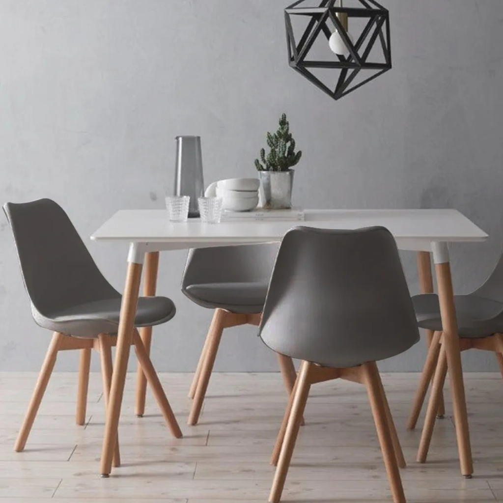 Silla de Comedor Acolchada con Estructura de Madera y Respaldo Set de 2