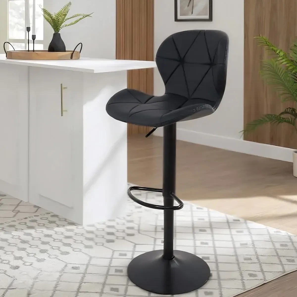 Silla De Bar y Barra De Cocina Moderna Con Reposapies Respaldo Set de 4