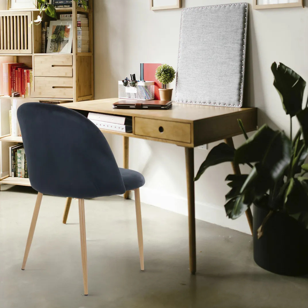 Silla de Comedor Tapizado en Terciopelo Acolchada con Estructura de Madera