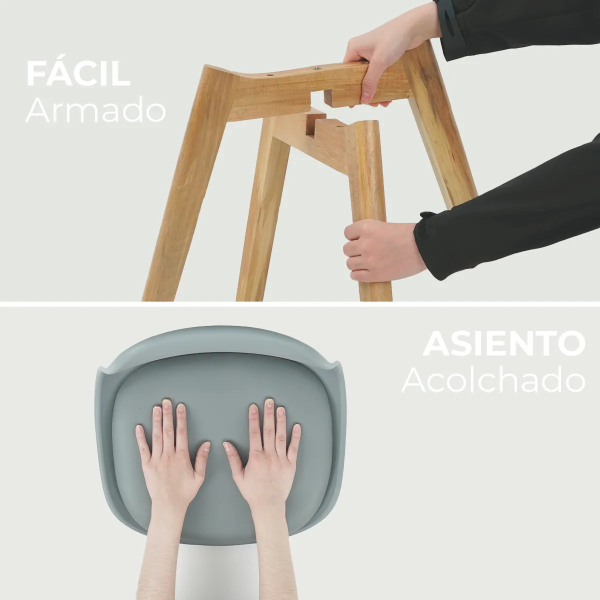 Silla de Comedor Acolchada con Estructura de Madera y Respaldo Set de 2