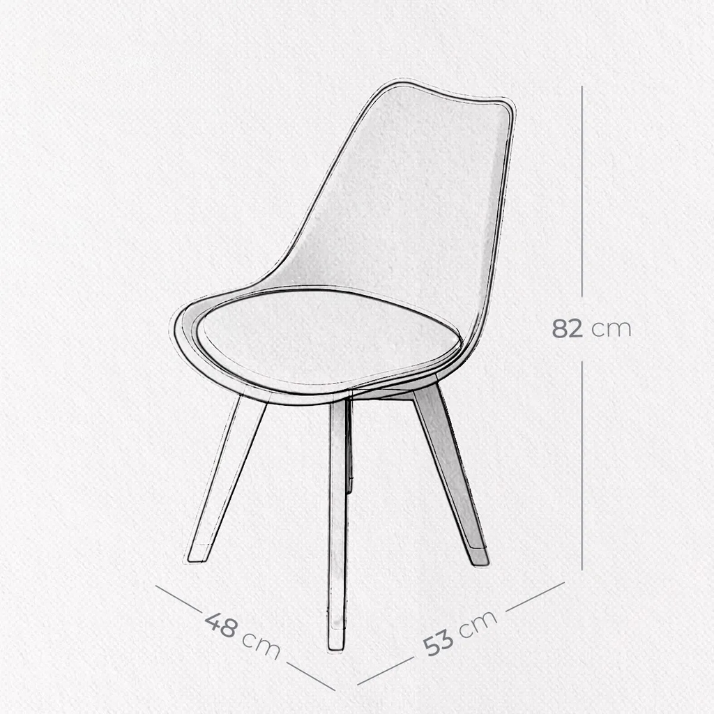 Silla de Comedor Acolchada con Estructura de Madera y Respaldo Set de 2