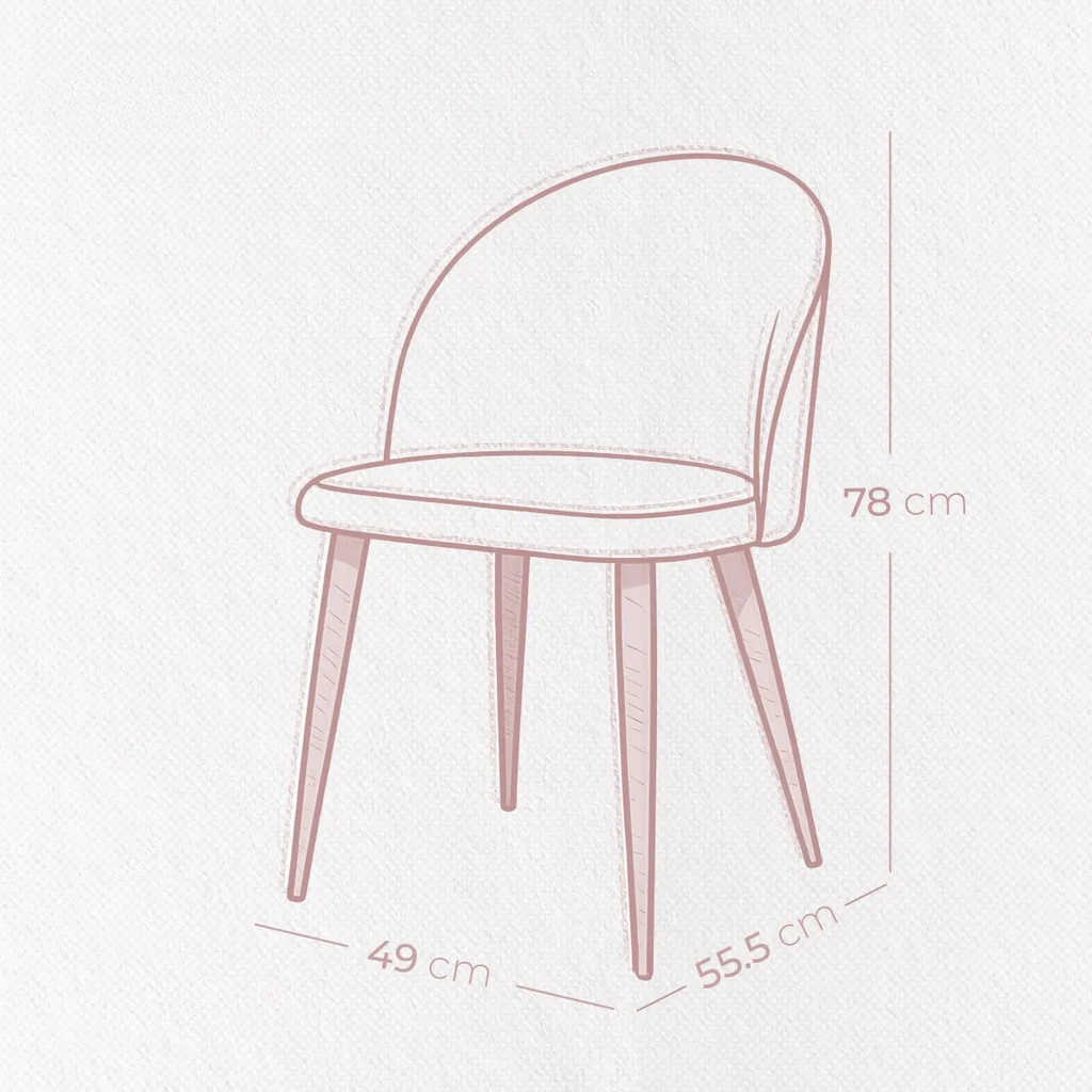 Silla de Comedor Tapizado en Terciopelo Acolchada con Estructura de Madera