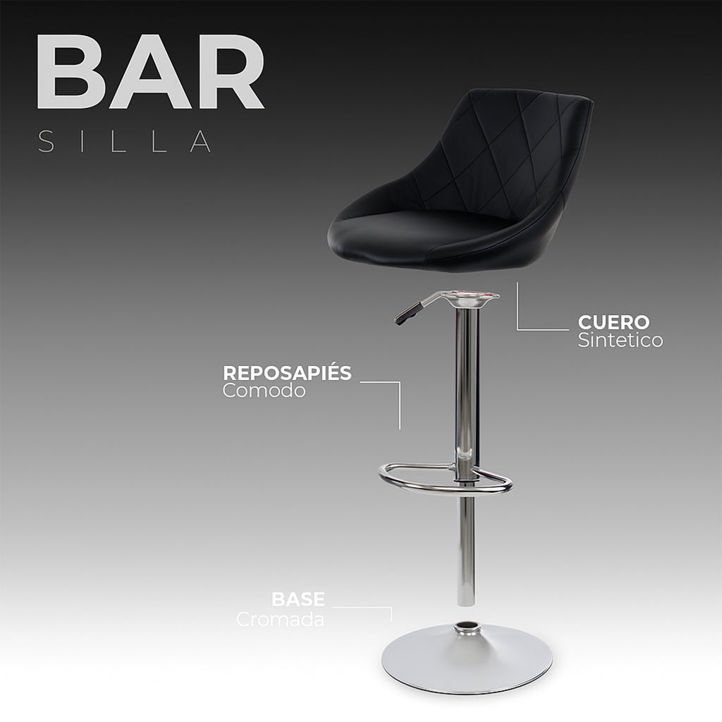 Silla de Bar y Cocina Acolchada Giratoria con Respaldo y Reposapies Set de 4