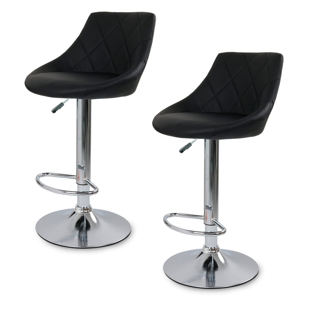 Silla de Bar y Cocina Acolchada Giratoria con Respaldo y Reposapies Set de 2