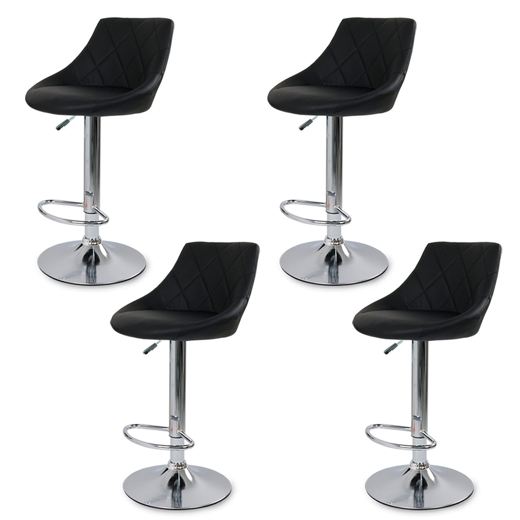 Silla de Bar y Cocina Acolchada Giratoria con Respaldo y Reposapies Set de 4