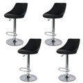 Silla de Bar y Cocina Acolchada Giratoria con Respaldo y Reposapies Set de 4