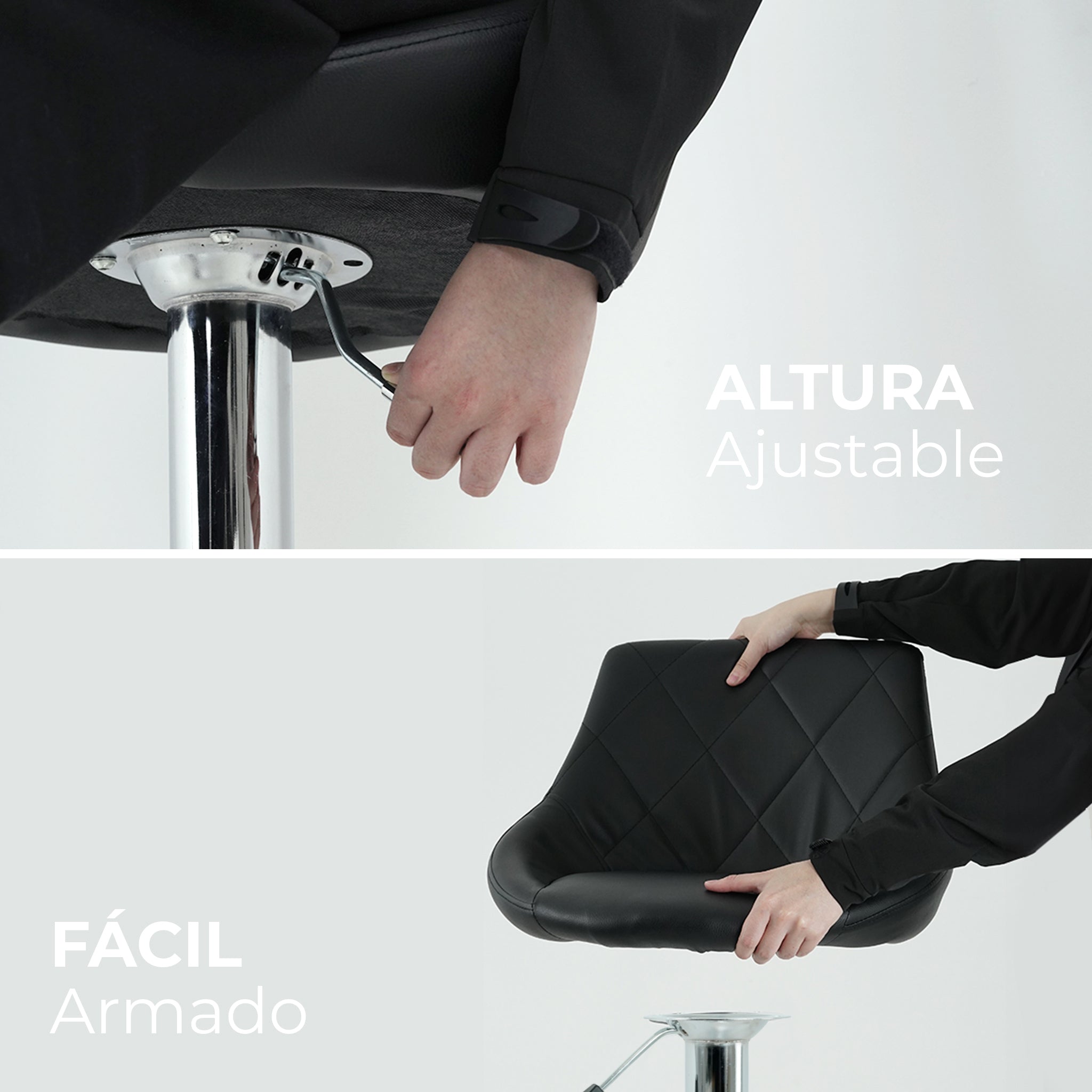 Silla de Bar y Cocina Acolchada Giratoria con Respaldo y Reposapies Set de 4