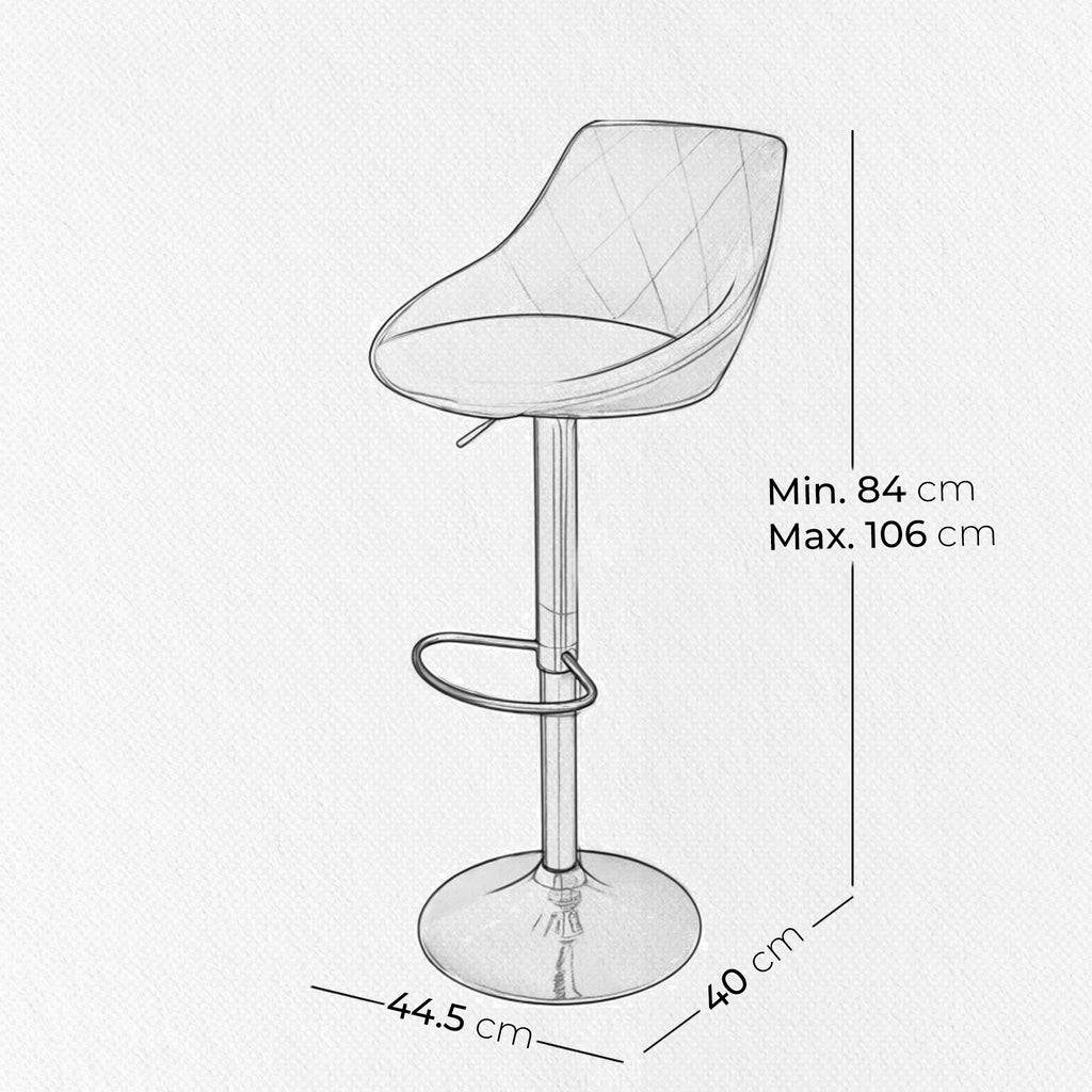 Silla de Bar y Cocina Acolchada Giratoria con Respaldo y Reposapies Set de 4