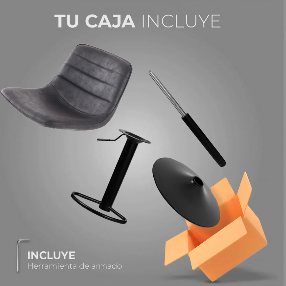 Silla De Bar Y Barra De Cocina Moderno Con Respaldo Set 1 Pz Negro