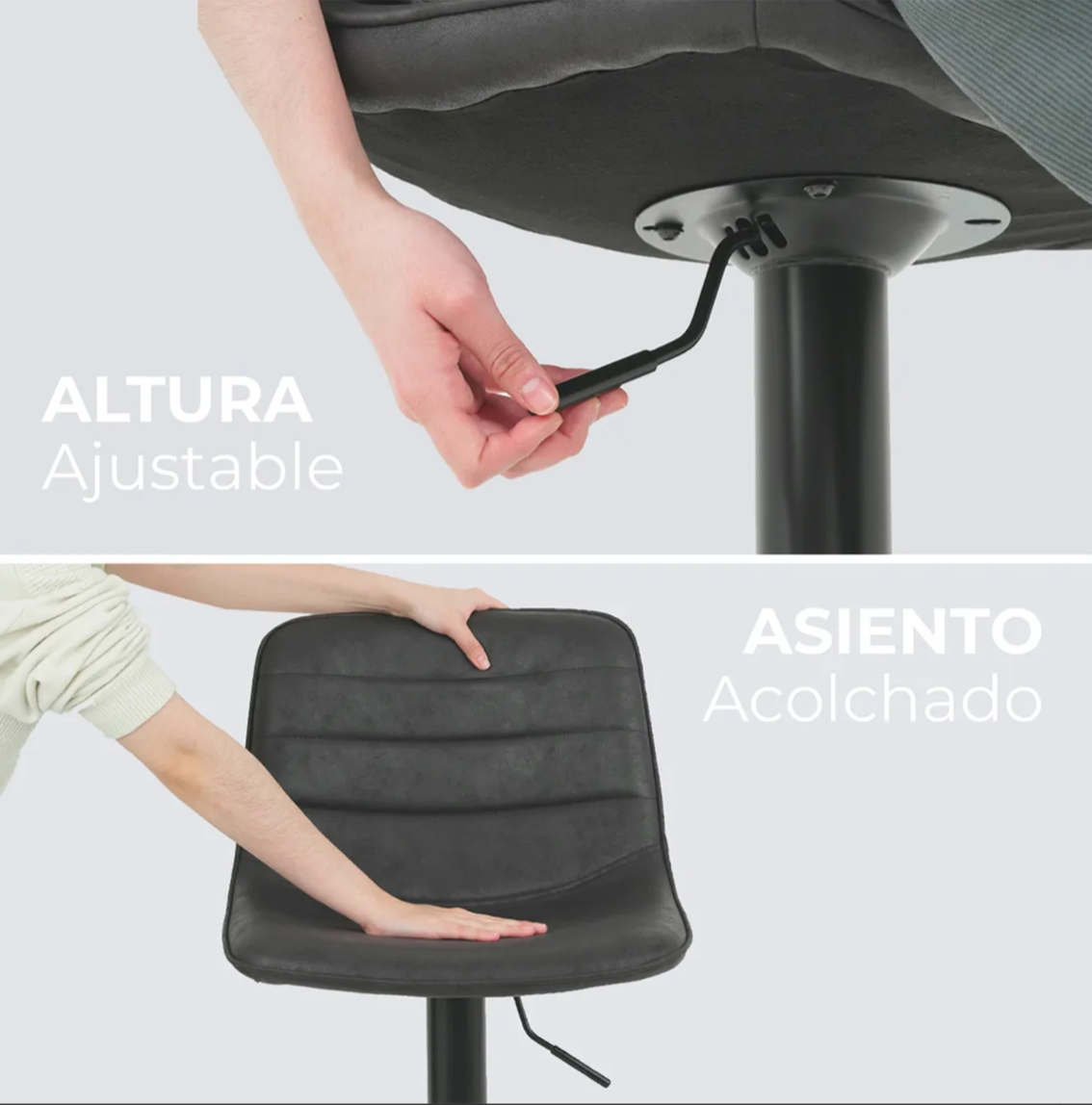 Silla De Bar Y Barra De Cocina Moderno Con Respaldo Set 1 Pz Negro