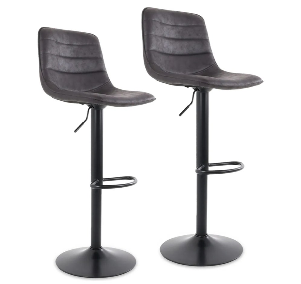 Silla De Bar Giratoria Con Respaldo Reposapies Moderna 2 Pz