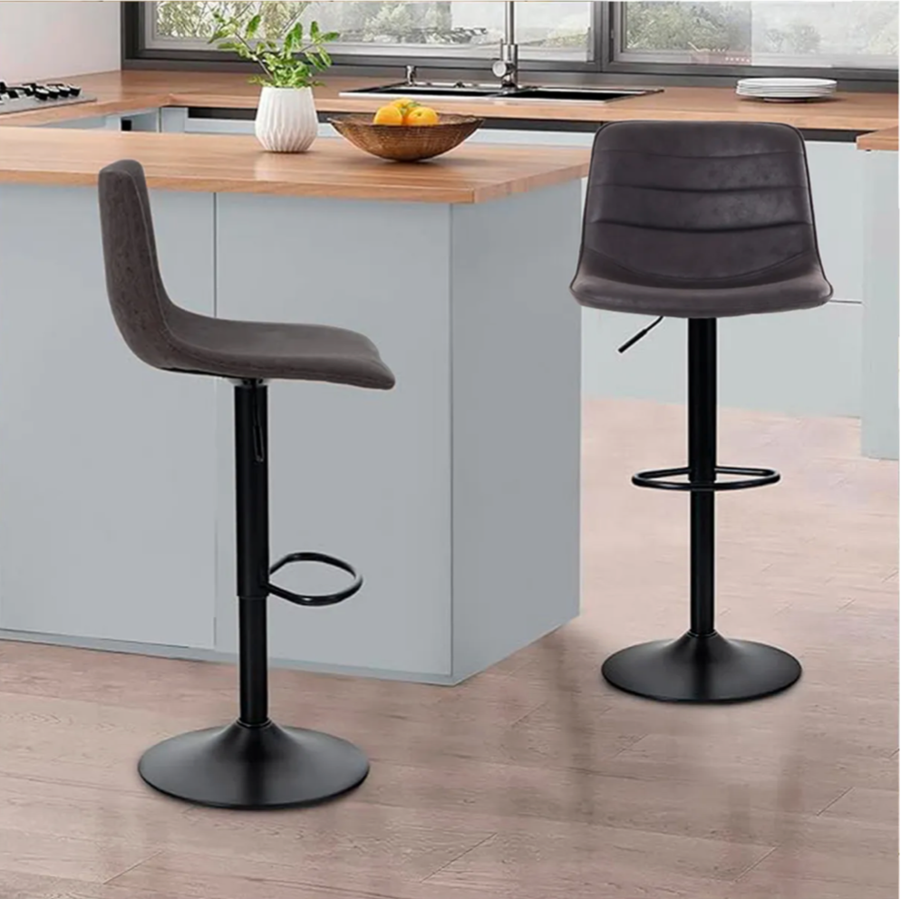 Silla De Bar Giratoria Con Respaldo Reposapies Moderna 2 Pz