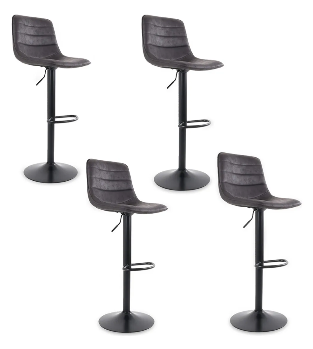 Silla De Bar Giratoria Con Respaldo Reposapies Moderna 4 Pz