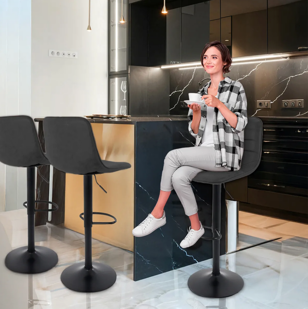 Silla De Bar Giratoria Con Respaldo Reposapies Moderna 4 Pz