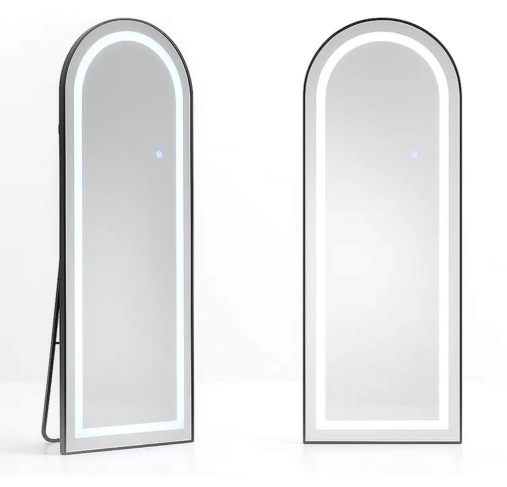 Espejo Cuerpo Completo De Piso Con Luz Led Recamara Baño Negro