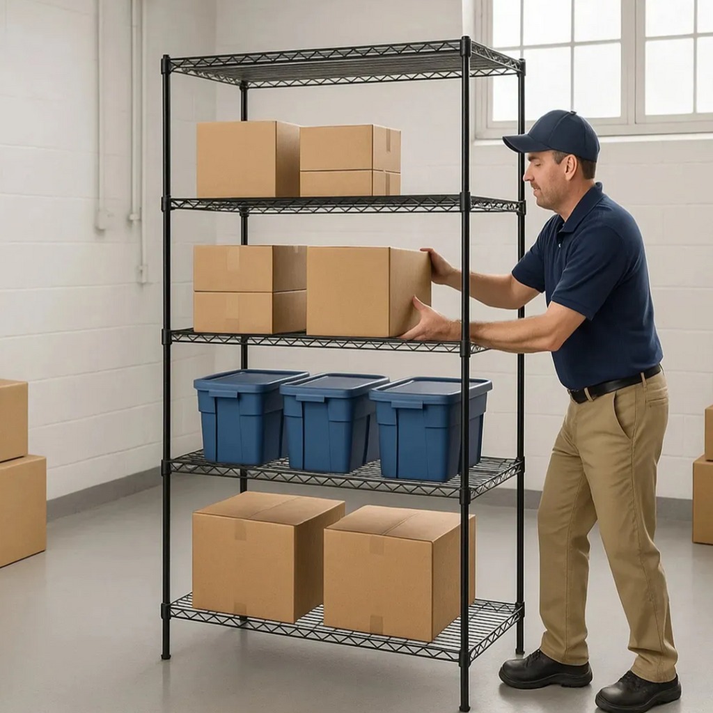 Estante Organizador De Acero Anaquel Con 5 Niveles Metalico Negro