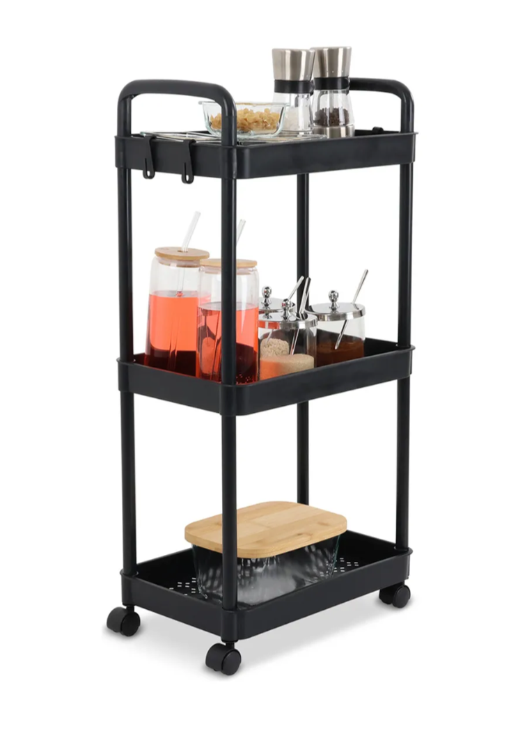 Carrito Organizador Multiusos Auxiliar De Almacenamiento Color Negro