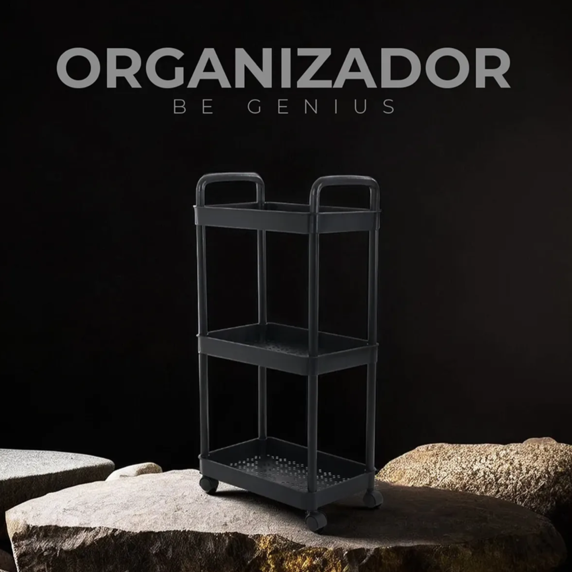 Carrito Organizador Multiusos Auxiliar De Almacenamiento Color Negro
