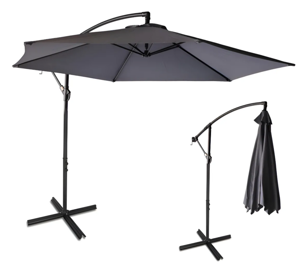 Sombrilla De Jardin Plegable Con Soporte Lateral De Acero