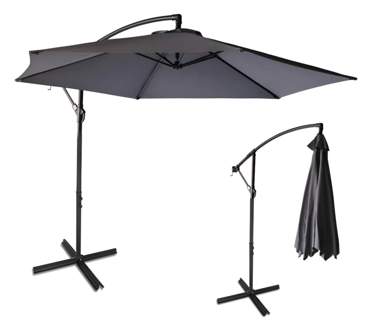 Sombrilla De Jardin Plegable Con Soporte Lateral De Acero