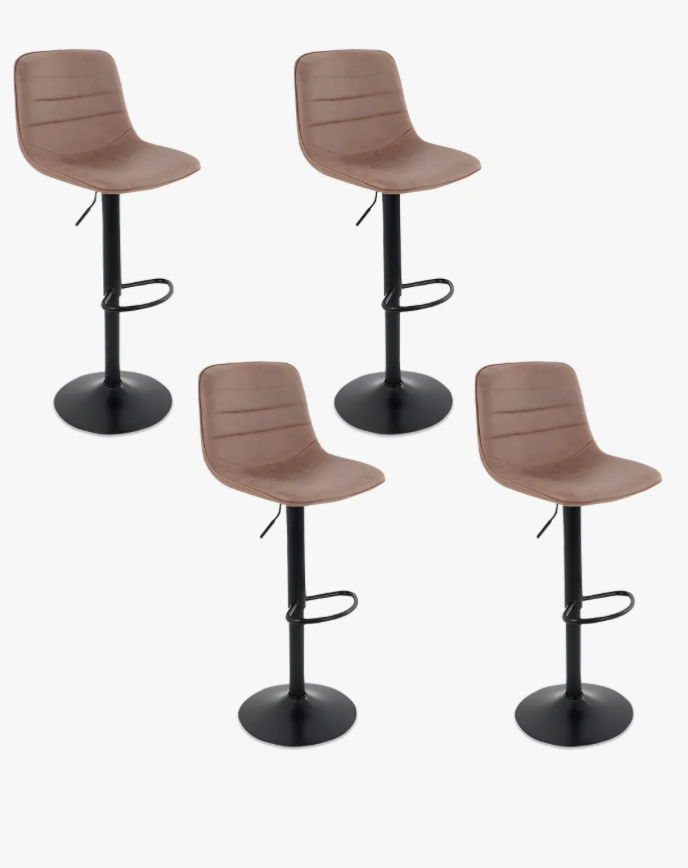 Silla De Bar Giratoria Con Respaldo Reposapies Moderna 4 Pz