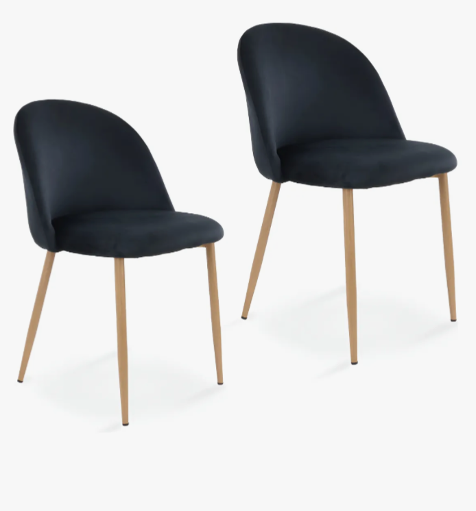 Sillas De Comedor Acolchada Tapizada En Terciopelo Set 2 Pz Estructura De La Silla Madera Asiento