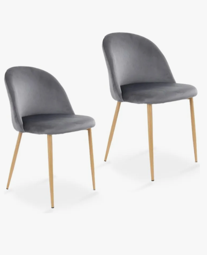 Sillas De Comedor Acolchada Tapizada En Terciopelo Set 2 Pz Estructura De La Silla Madera Asiento