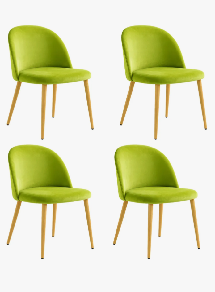 Sillas De Comedor Acolchada Tapizada En Terciopelo Set 4 Pz Estructura De La Silla Madera Asiento