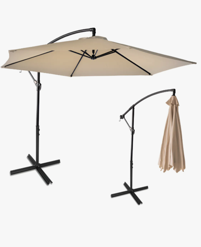 Sombrilla De Jardin Plegable Con Soporte Lateral De Acero