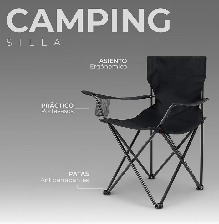 Silla Plegable Portatil De Playa Alberca Camping Pesca 4 Pz