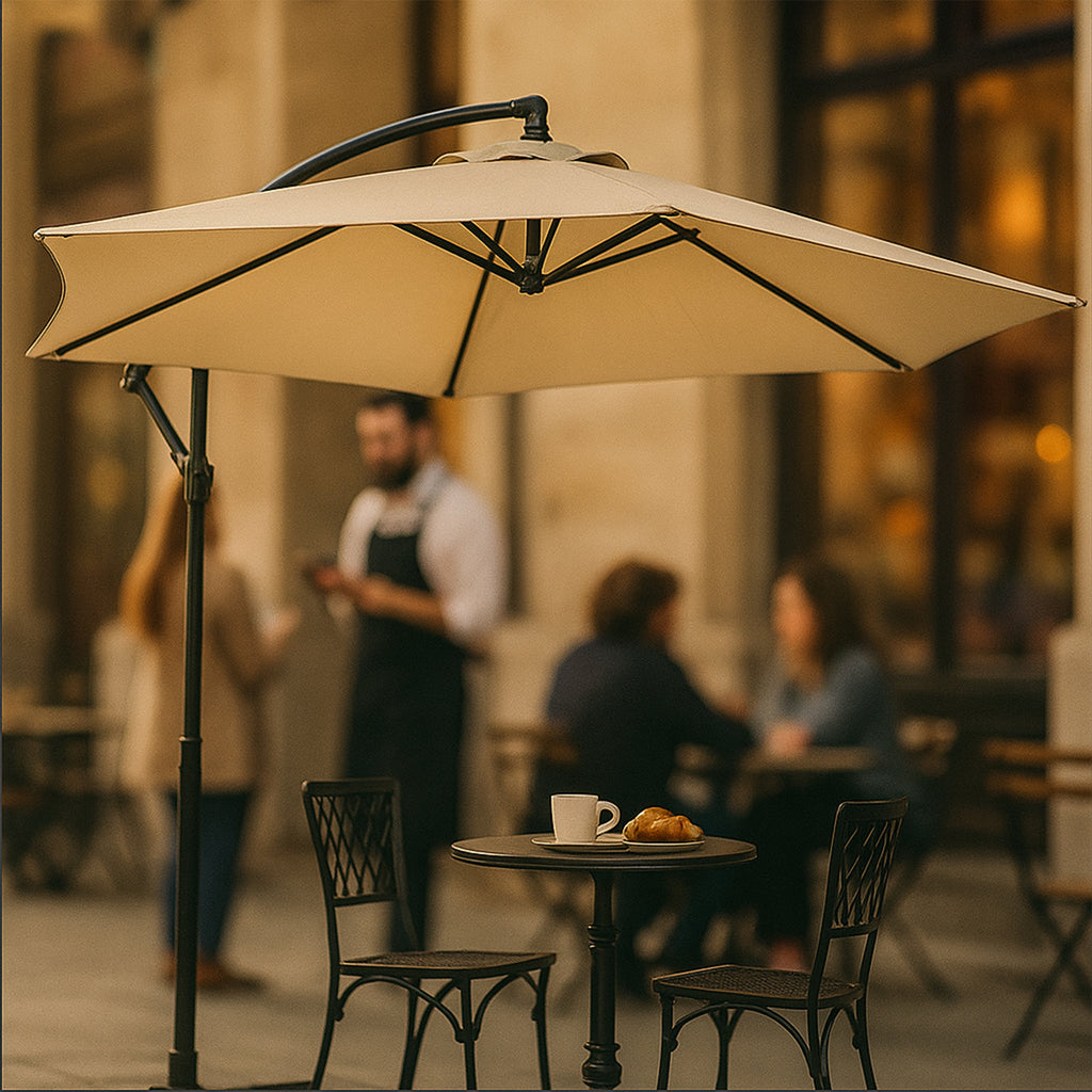 Sombrilla De Jardin Plegable Con Soporte Lateral De Acero