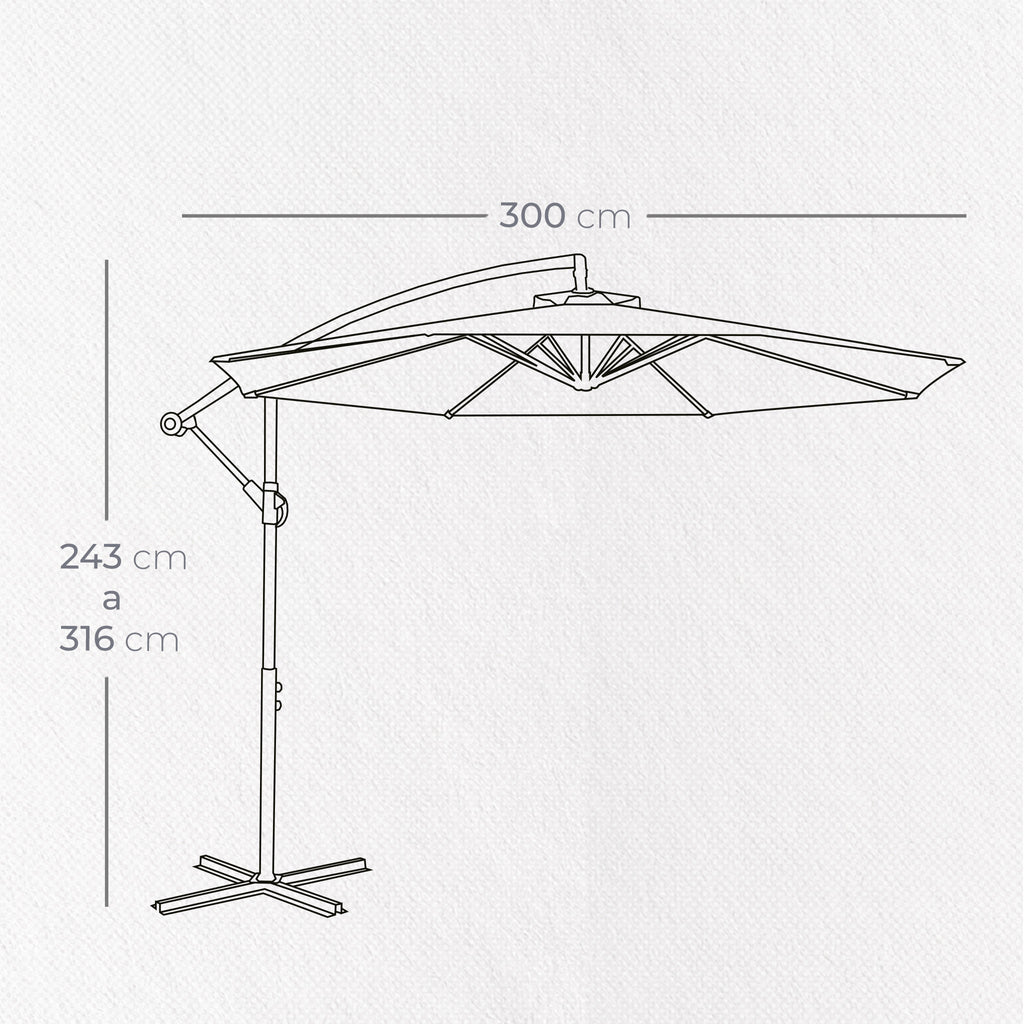 Sombrilla De Jardin Plegable Con Soporte Lateral De Acero
