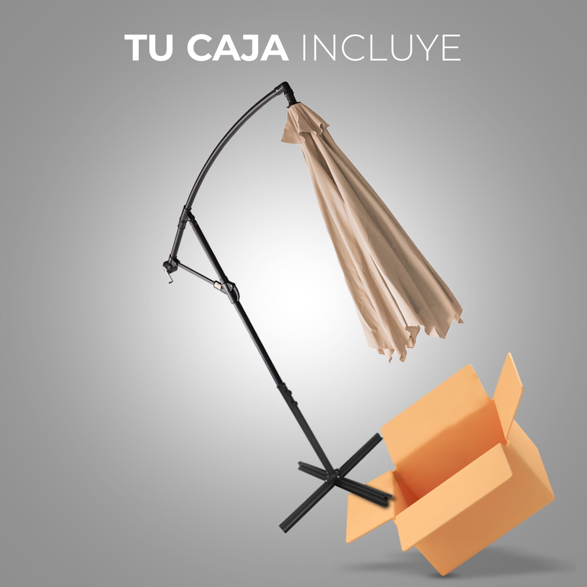 Sombrilla De Jardin Plegable Con Soporte Lateral De Acero