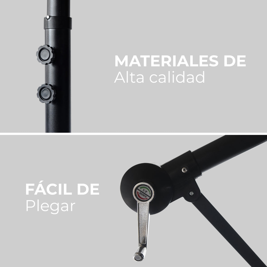 Sombrilla De Jardin Plegable Con Soporte Lateral De Acero