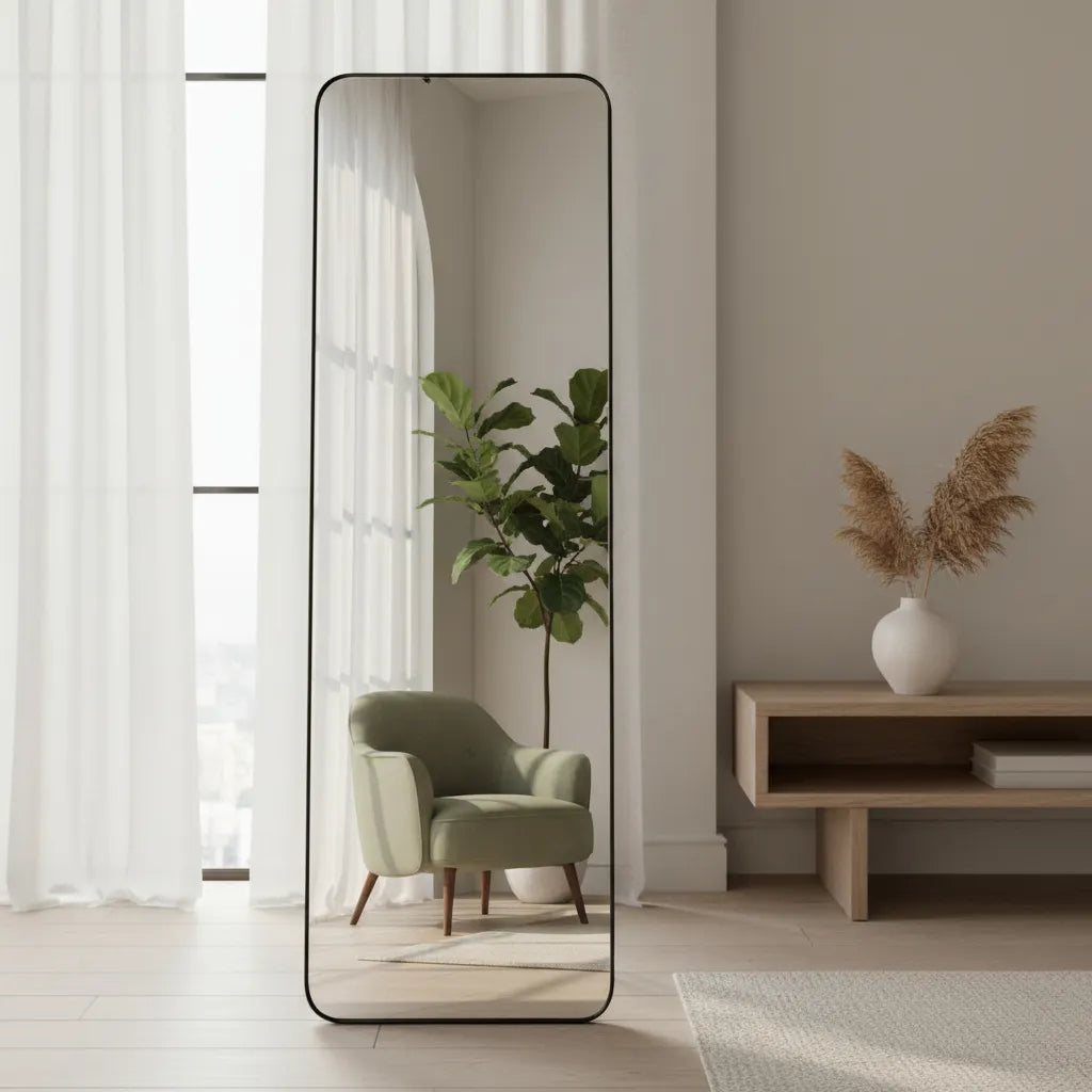 Espejo Rectangular Cuerpo Completo de Pared y Pedestal para Recamara Sala