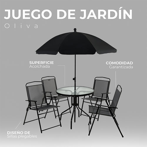 Comedor Desayunador de Jardin con Sillas y Sombrilla