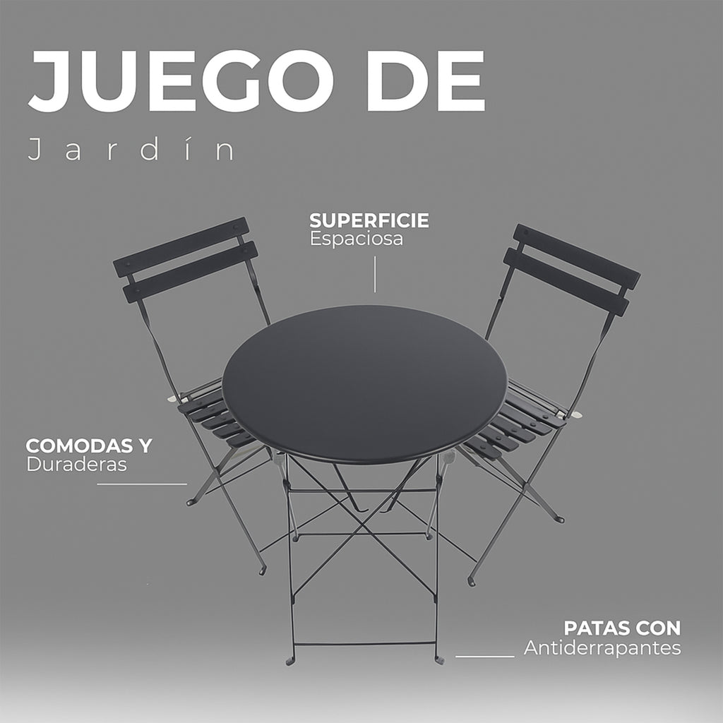 Set De Jardín 3 Piezas Mesa Y Sillas Desayunador Exteriores