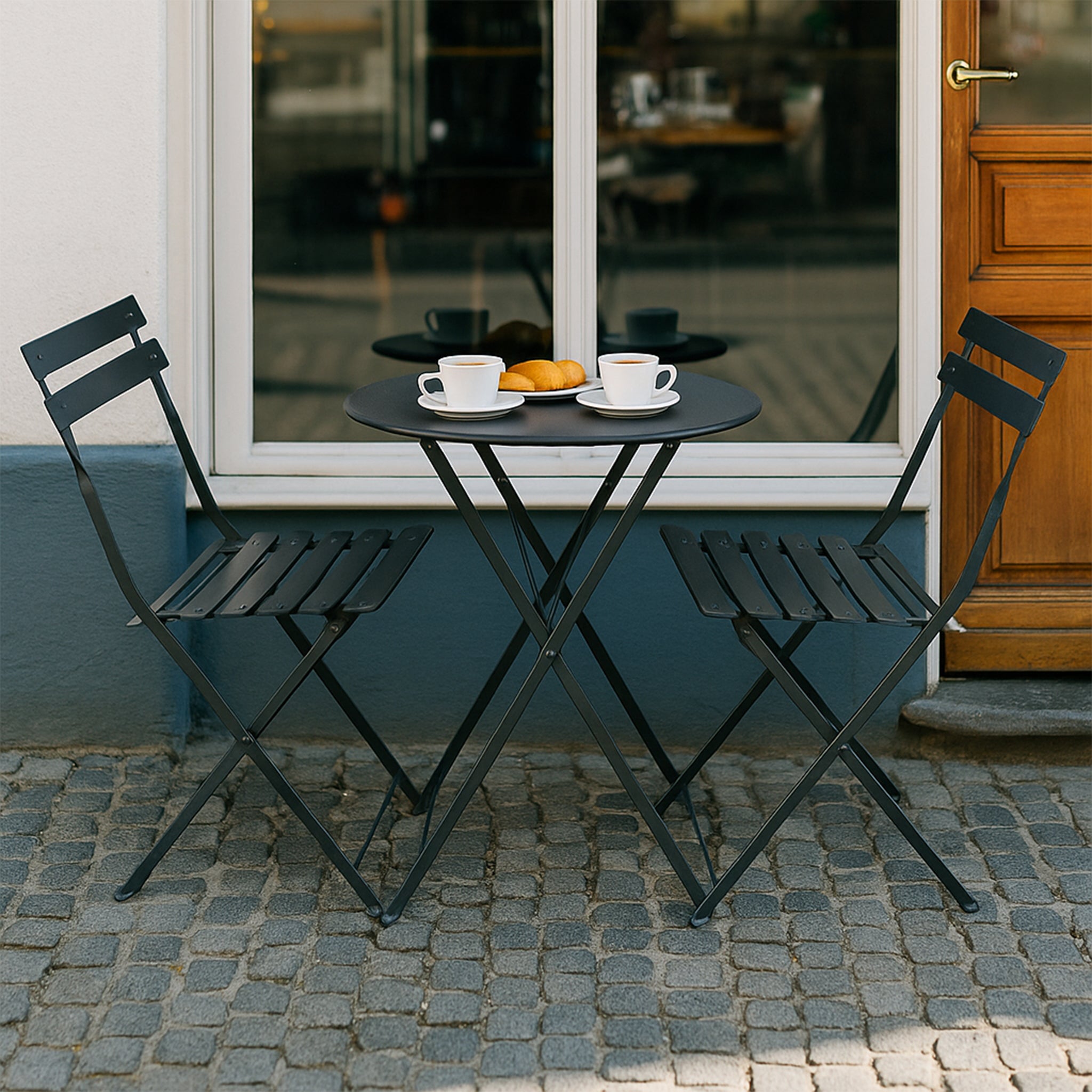 Set De Jardín 3 Piezas Mesa Y Sillas Desayunador Exteriores