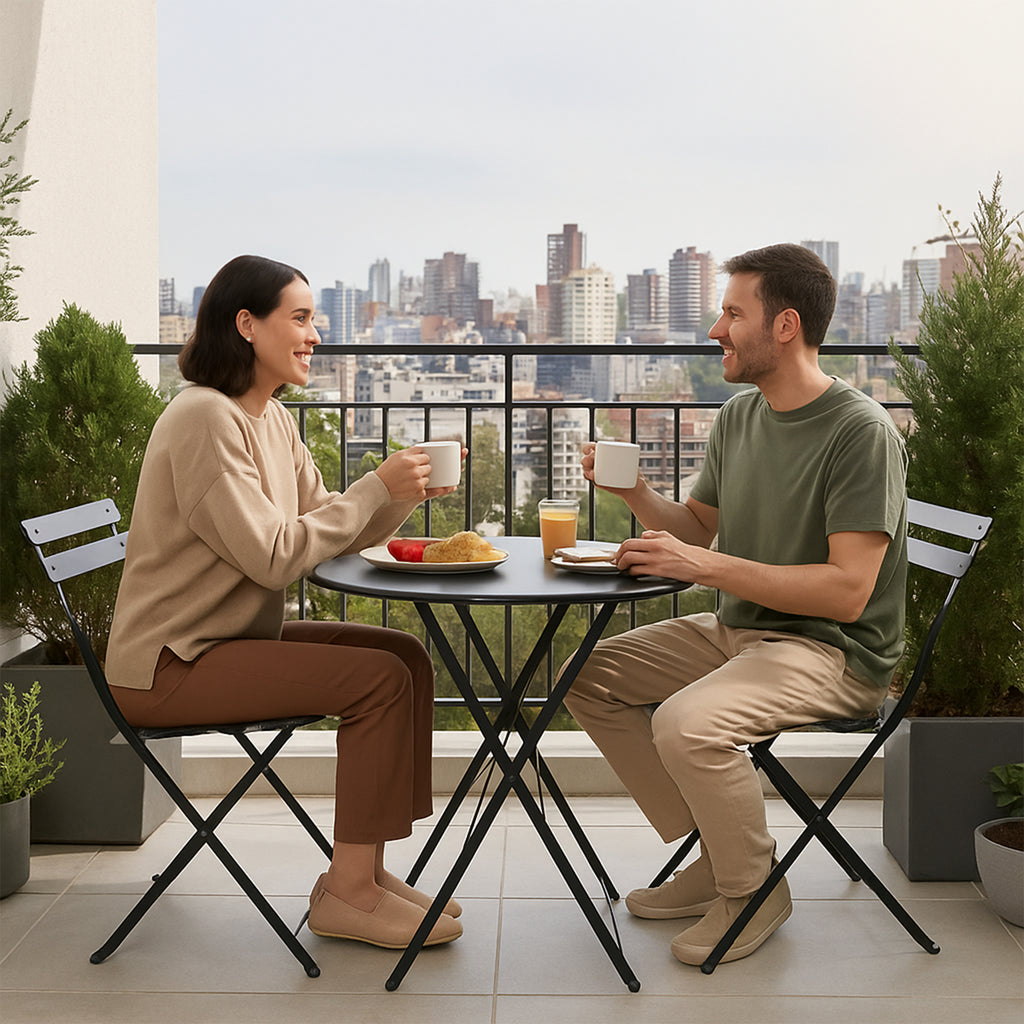 Set De Jardín 3 Piezas Mesa Y Sillas Desayunador Exteriores