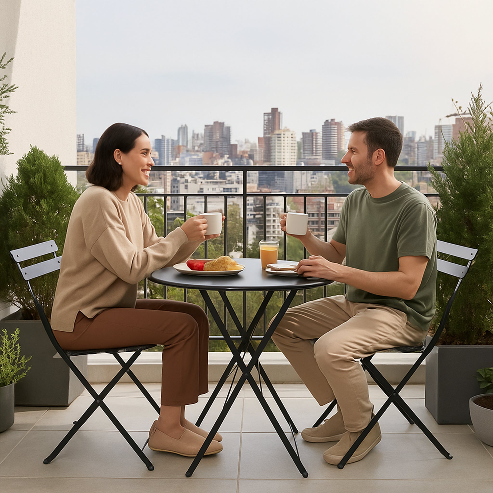 Set De Jardín 3 Piezas Mesa Y Sillas Desayunador Exteriores