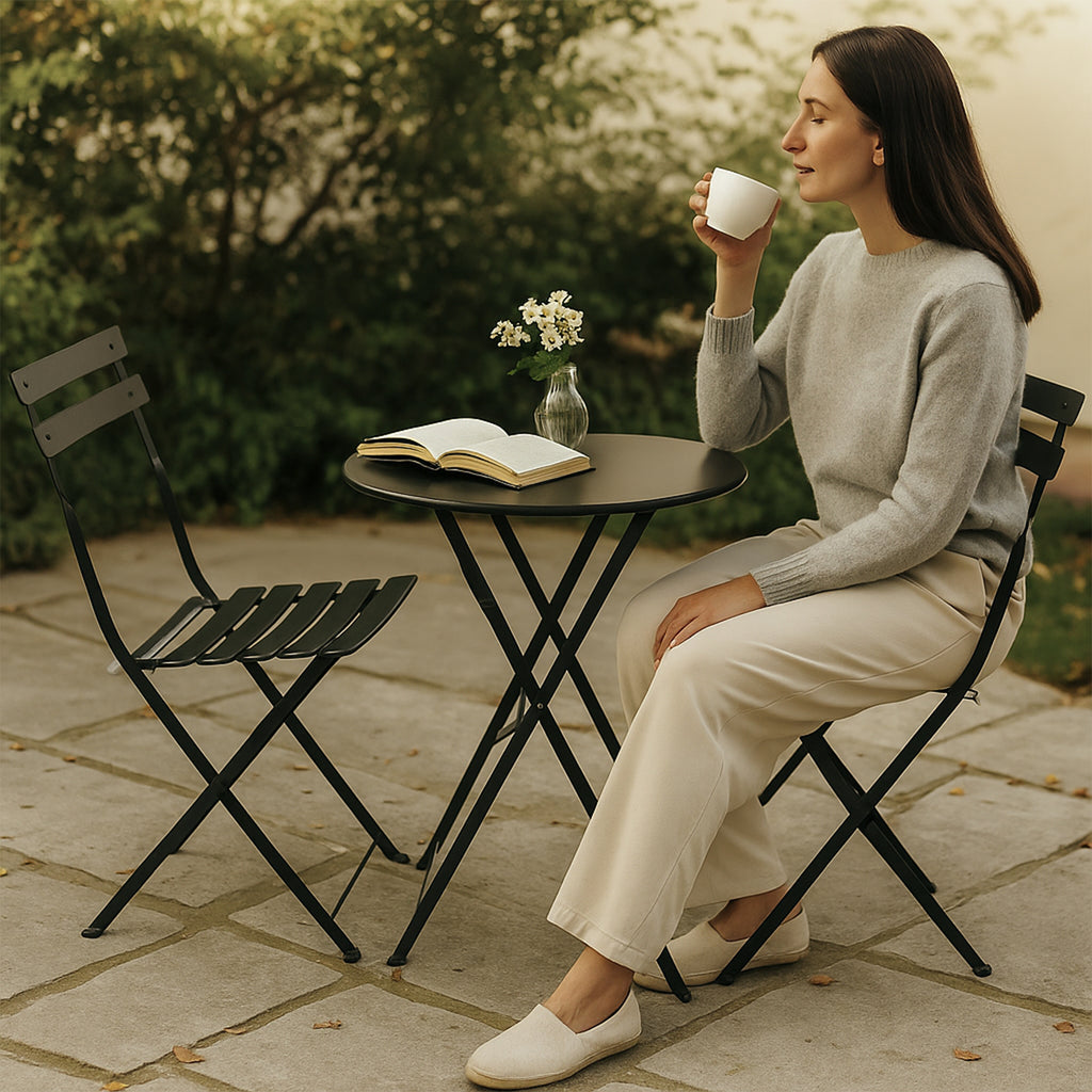 Set De Jardín 3 Piezas Mesa Y Sillas Desayunador Exteriores