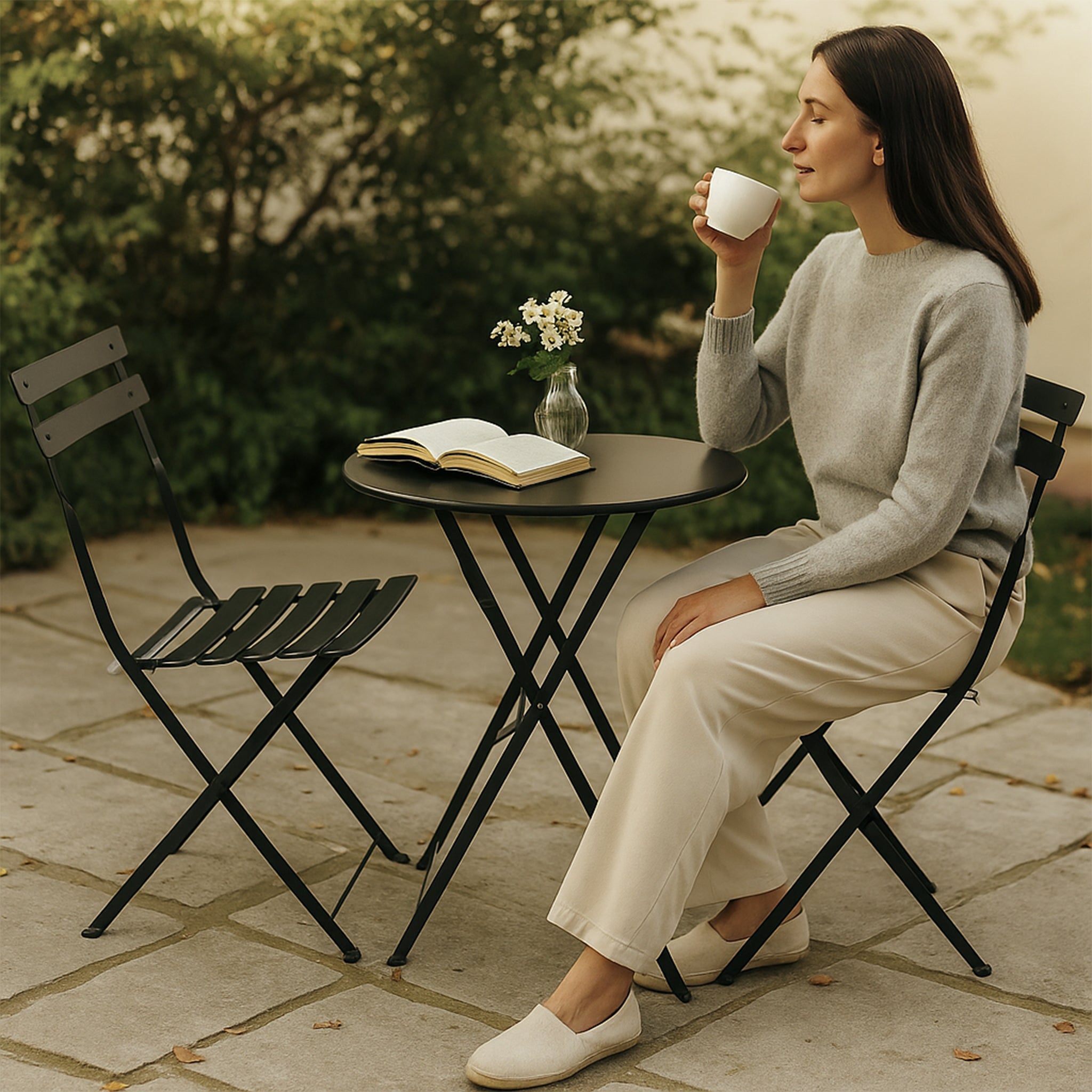 Set De Jardín 3 Piezas Mesa Y Sillas Desayunador Exteriores