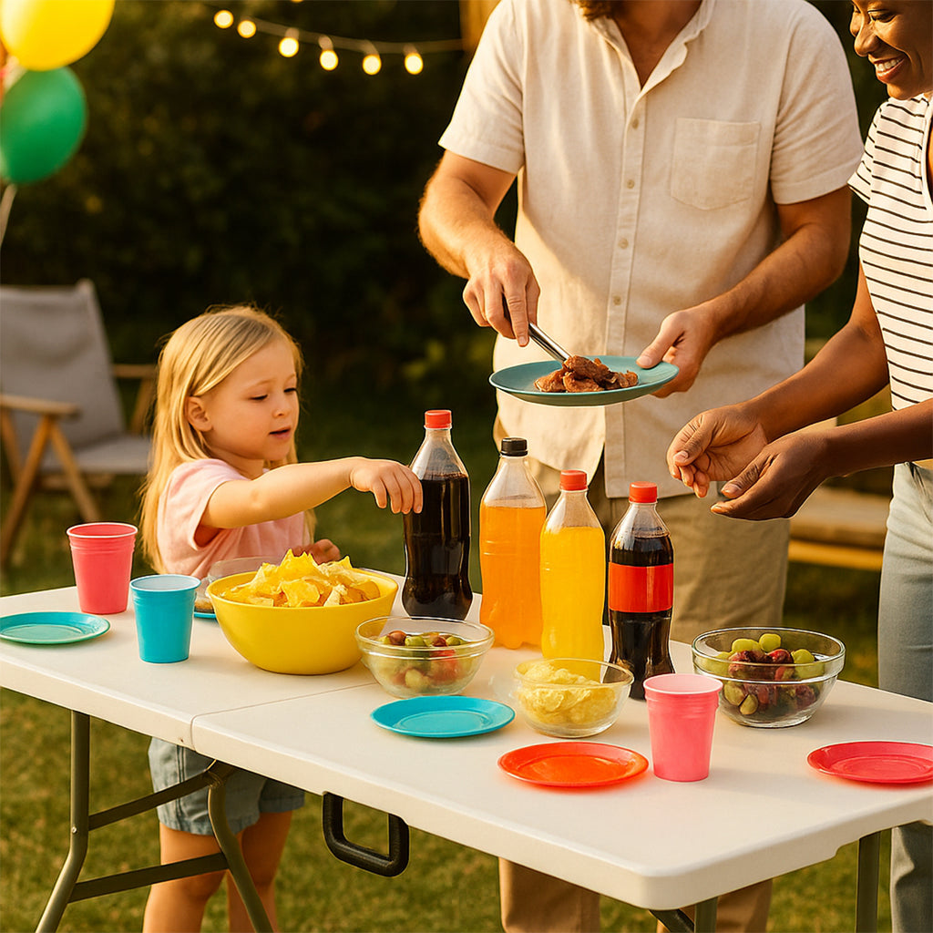 Mesa de Plastico Portatil Plegable en Portafolio para Jardin 180 cm
