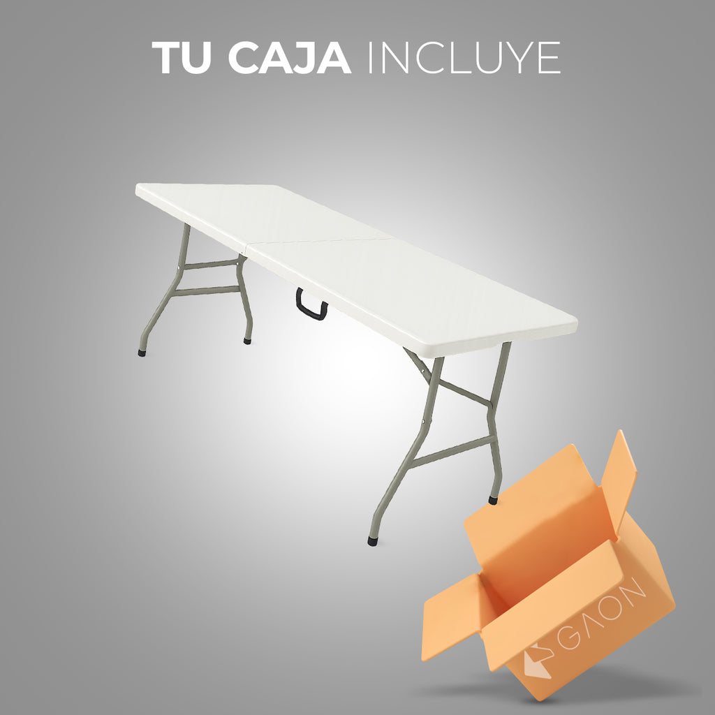 Mesa de Plastico Portatil Plegable en Portafolio para Jardin 180 cm