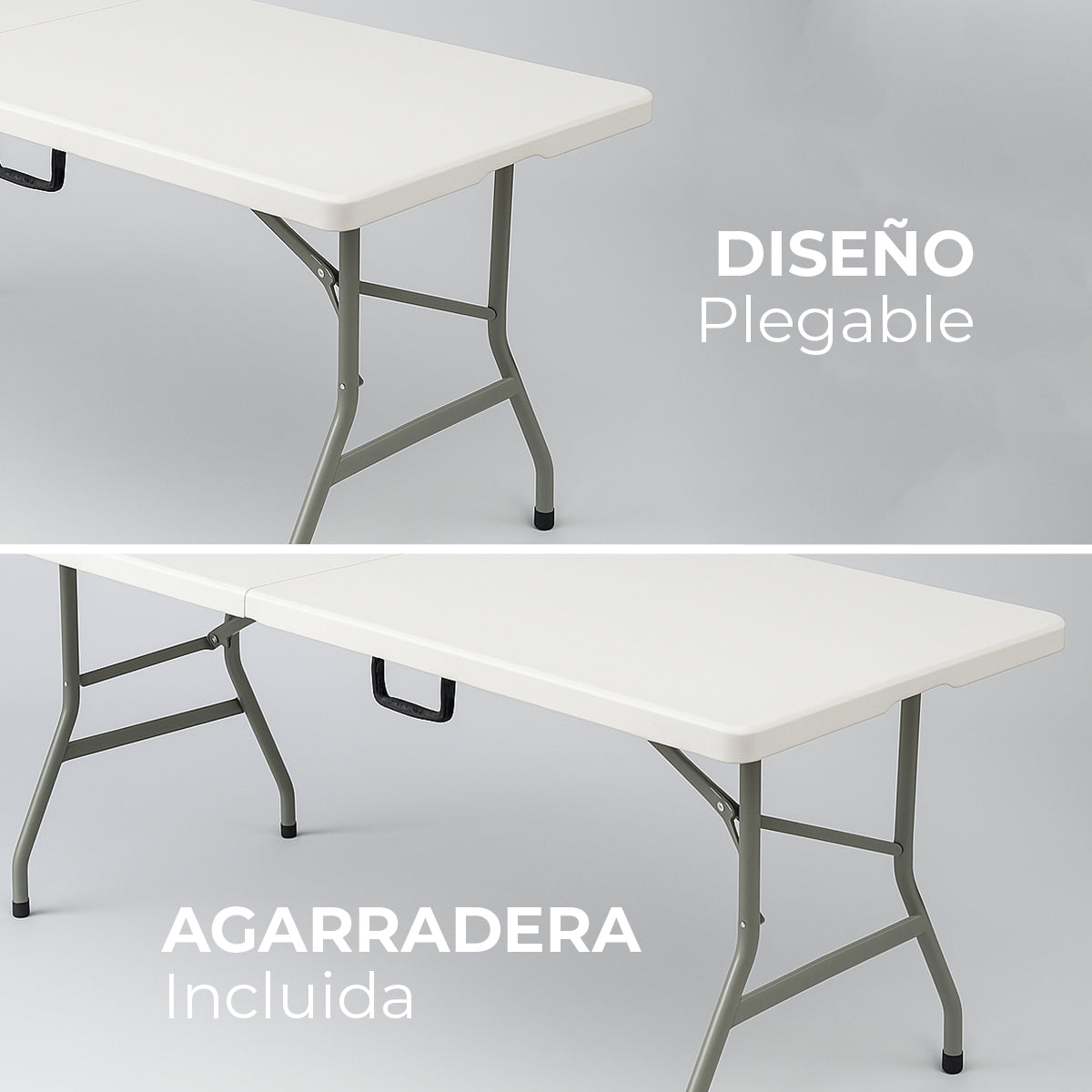 Mesa de Plastico Portatil Plegable en Portafolio para Jardin 180 cm