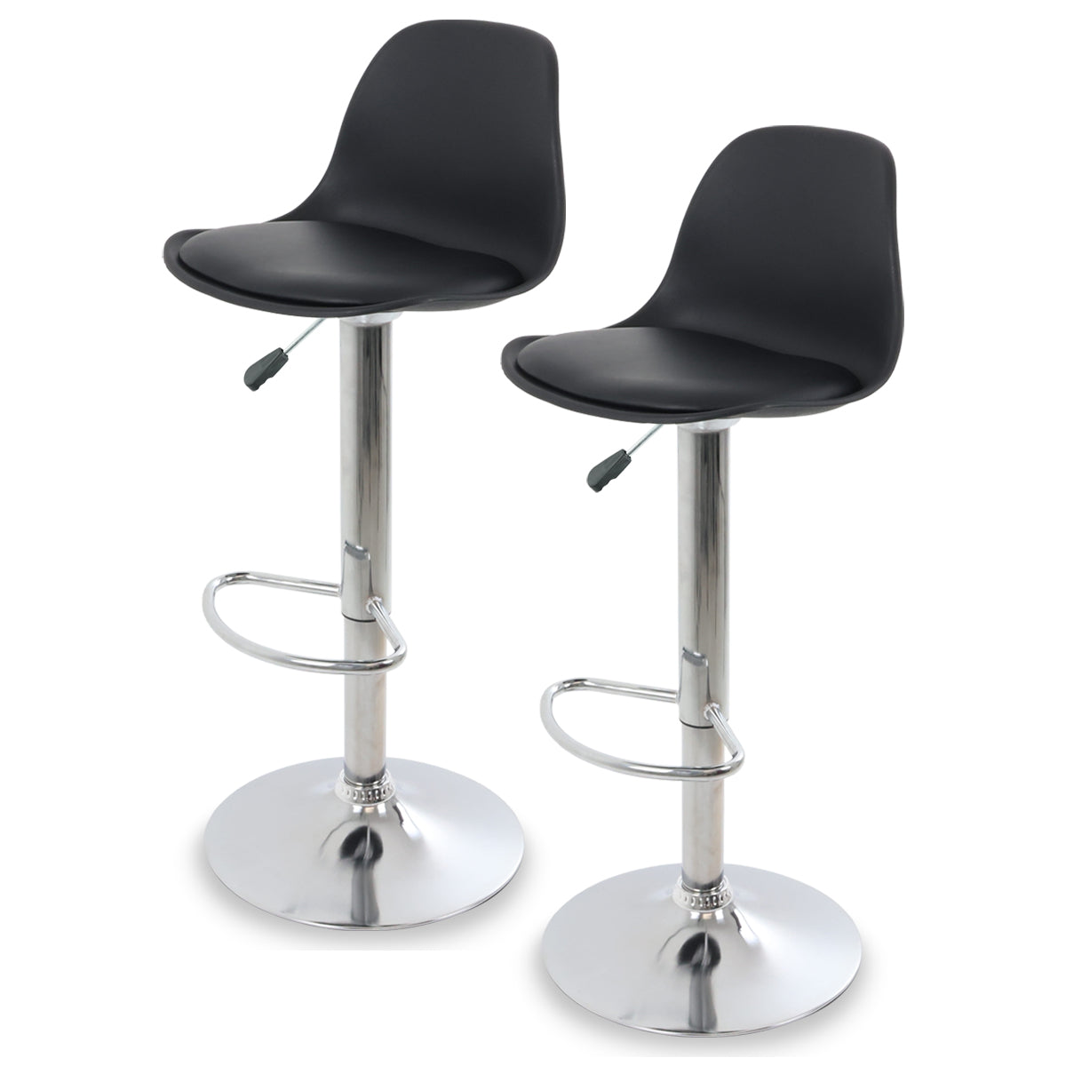 Silla de Bar Giratoria con Tapizado Respaldo y Reposapies Set de 2