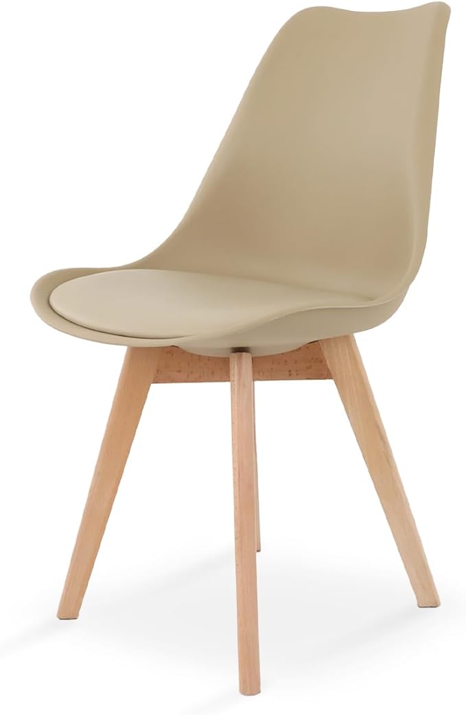 Silla de Comedor Acolchada con Estructura de Madera y Respaldo Individual