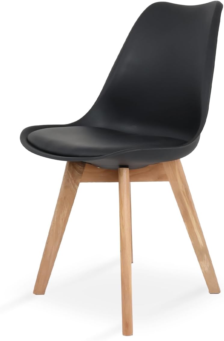 Silla de Comedor Acolchada con Estructura de Madera y Respaldo Individual