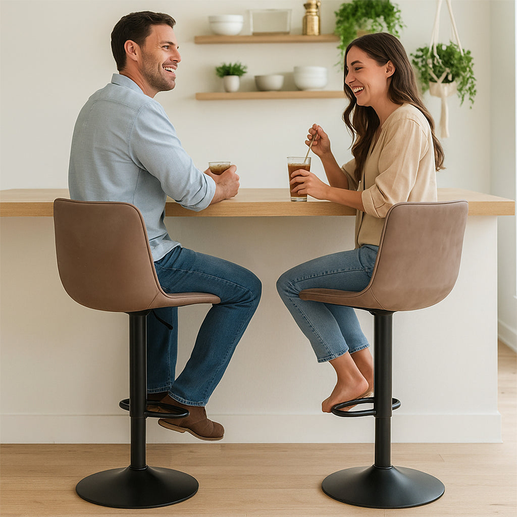 Silla De Bar Y Barra De Cocina Moderno Con Respaldo Set 1 Pz Negro